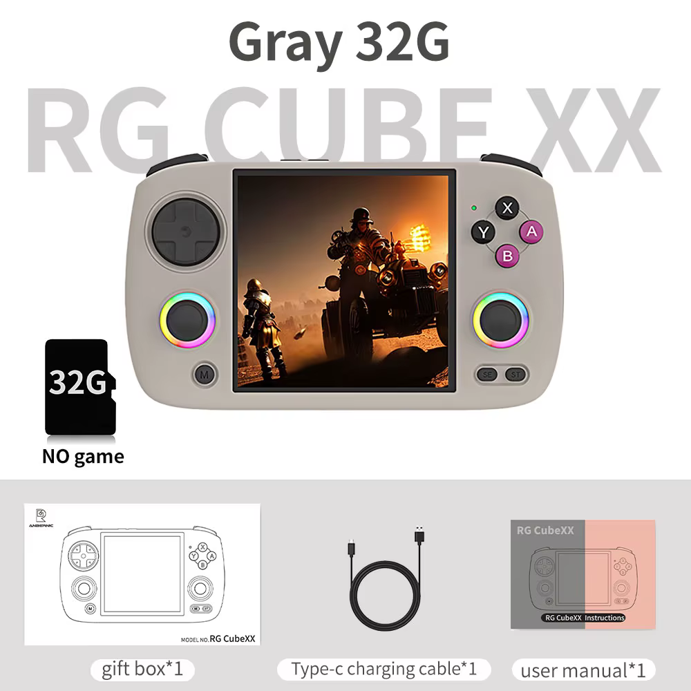 Console de jeu rétro portable ANBERNIC RG CubeXX avec écran IPS de 3,95 pouces, connexion Linux, WiF