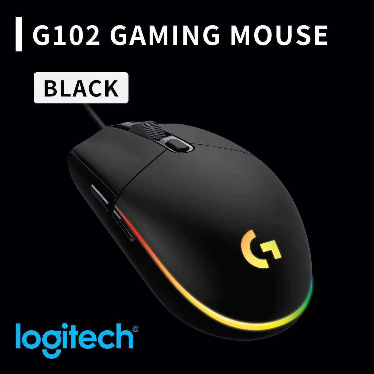 Souris de jeu Logitech G102, réglage 8000 DPI, fréquence de polling 1000 Hz, éclairage RVB, 6 bouton