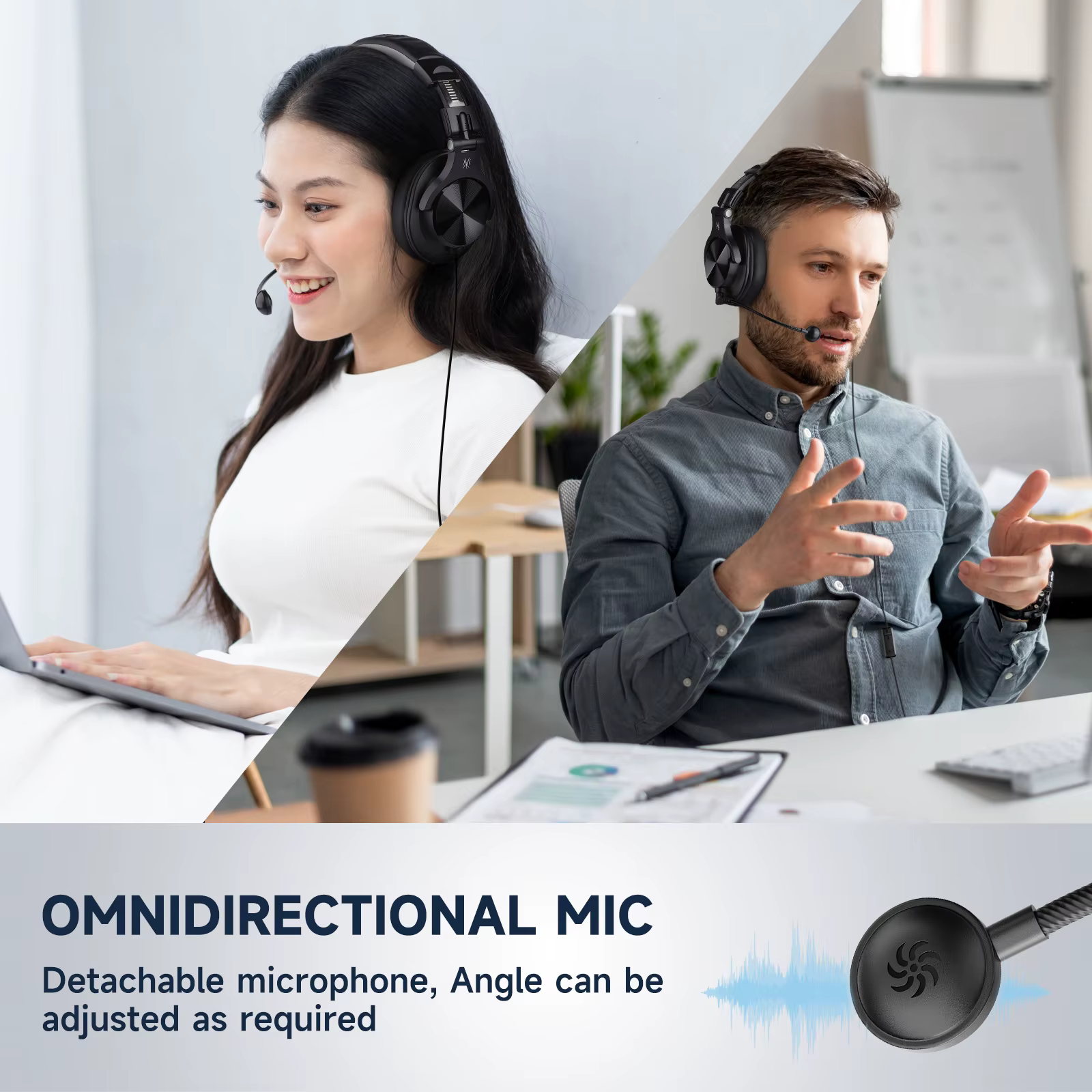 Oneodio-Casque de jeu sur ordinateur A71D avec poignées, microphone amovible, filaire sur l'oreille,