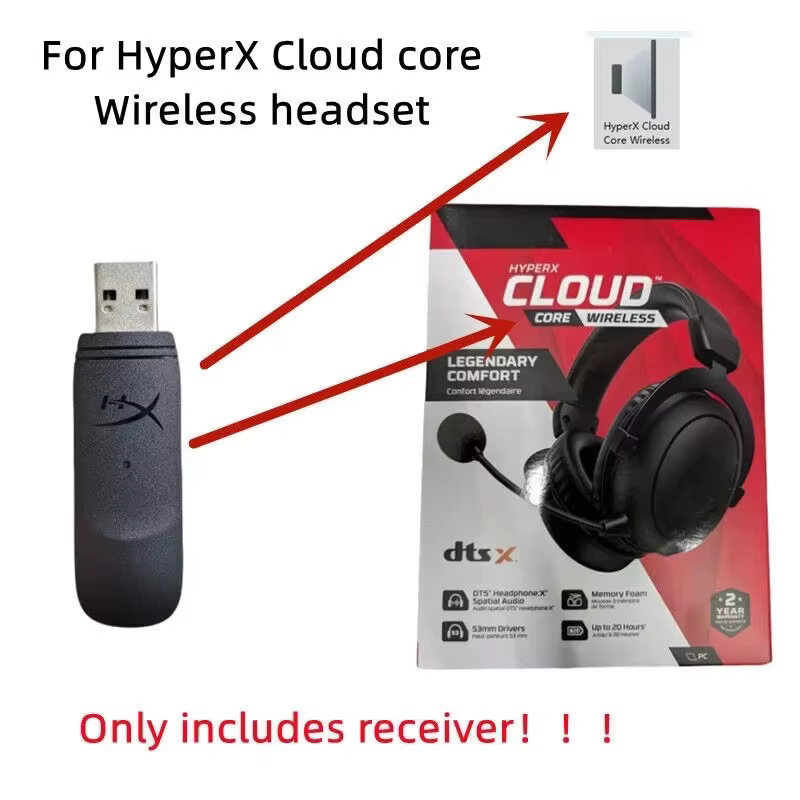Adaptateur récepteur Dongle USB pour casque de jeu sans fil, pour HyperX Cloud core, Cloud II, Cloud