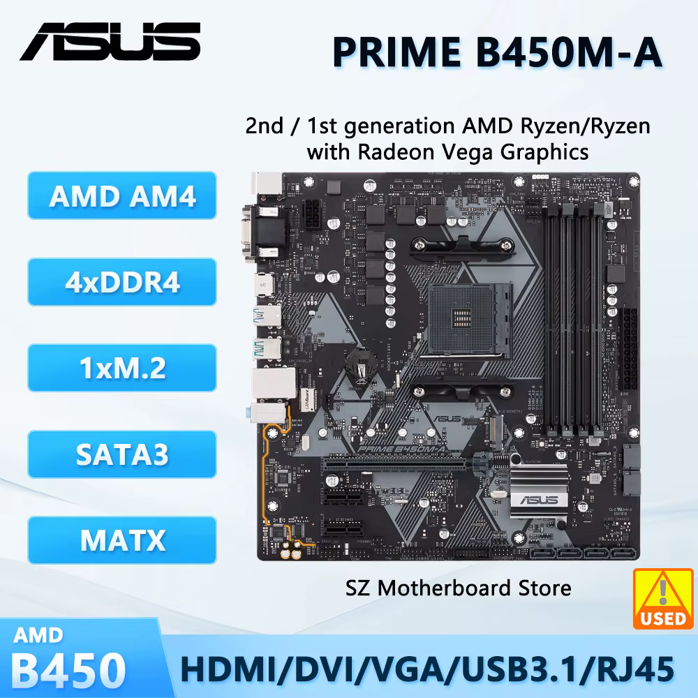 B450 carte mère AM4 PRIME B450M-A CPU Support ryzen 5 5600 5500 7 5700x 5700G R9 5900X mémoire ram D