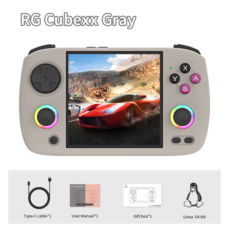 ANBERNIC RG CubeXX Console de jeu portable 3.95 "IPS HD écran Linux WIFI Bluetooth 256G PSP RG Cube 
