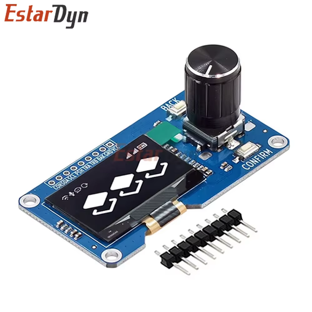 Écran OLED Estardyn de 1,3 pouce avec module d'encodeur rotatif EC11, écran blanc/bleu IIC pour le c