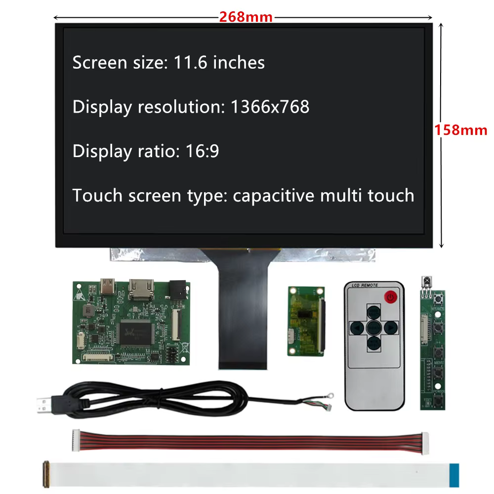 Kit Portable de 11.6 pouces, moniteur à écran tactile HD HDMI/USB-C avec Support multi-touch pour PC