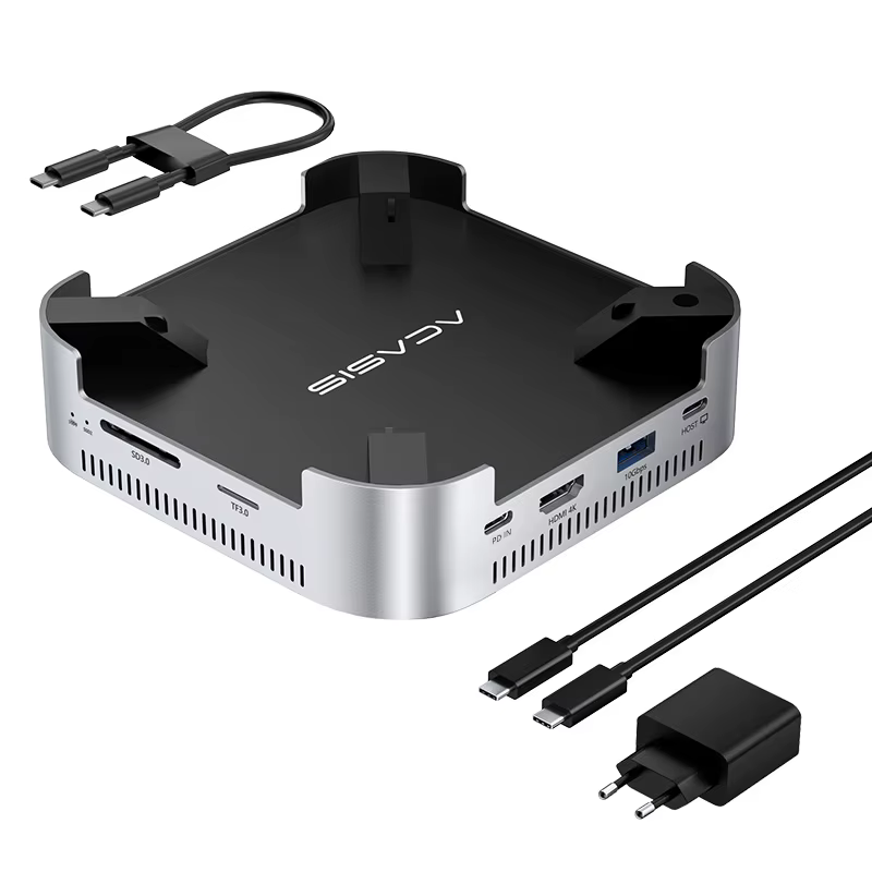 Acasis Mac Mini Station d'accueil USB-C 40Gbps vers DP 4K/144HZ TF/SD 3.0 double baie NVME M.2 empla