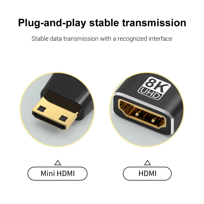 Adaptateur Compatible HDMI Mini/Micro HDMI vers HDMI, convertisseur 8K 60Hz 4K 120Hz/144Hz mâle vers