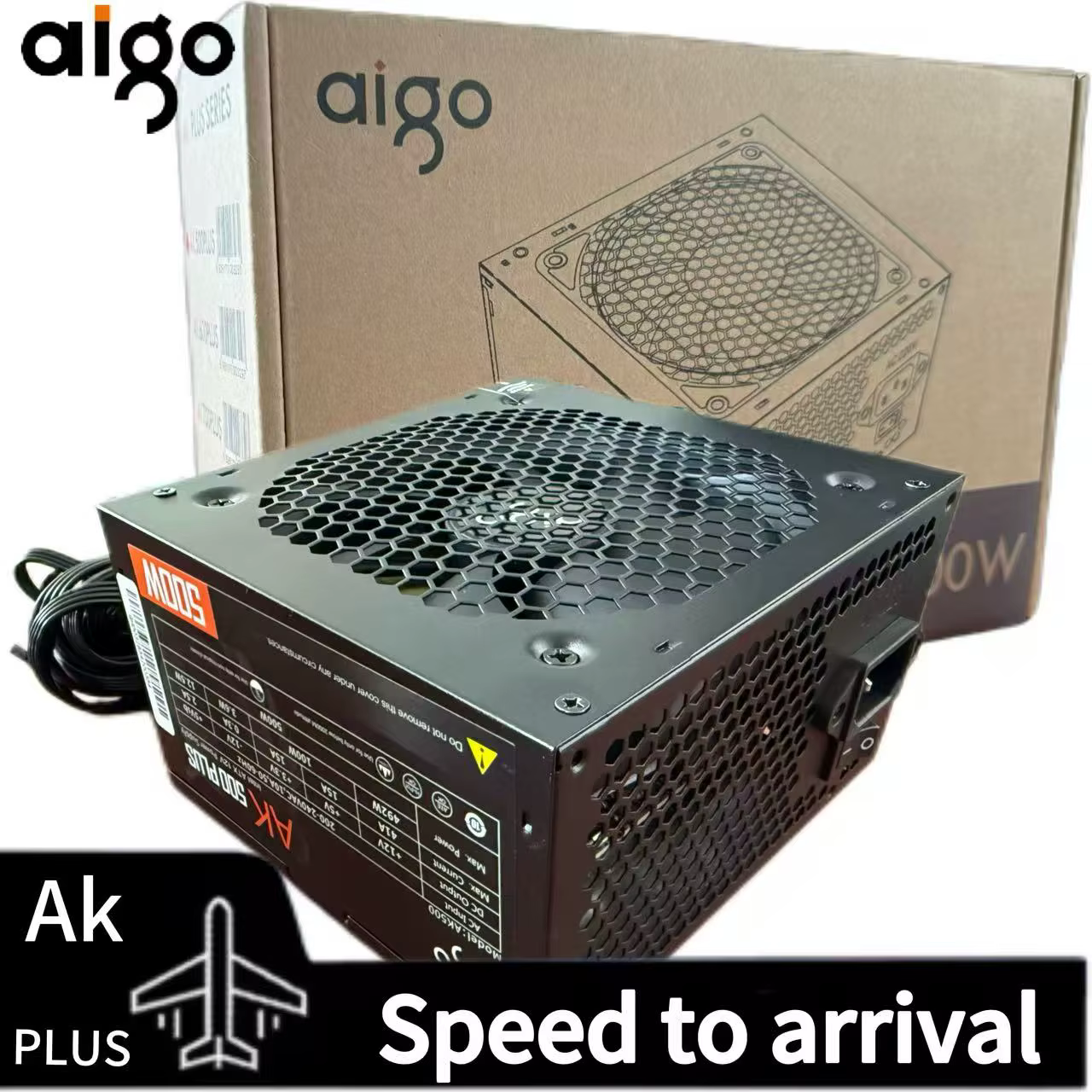 Aigo AK 500W PC PSU unité d'alimentation noir jeu silencieux 120mm rgb ventilateur 24pin 12V ATX ord
