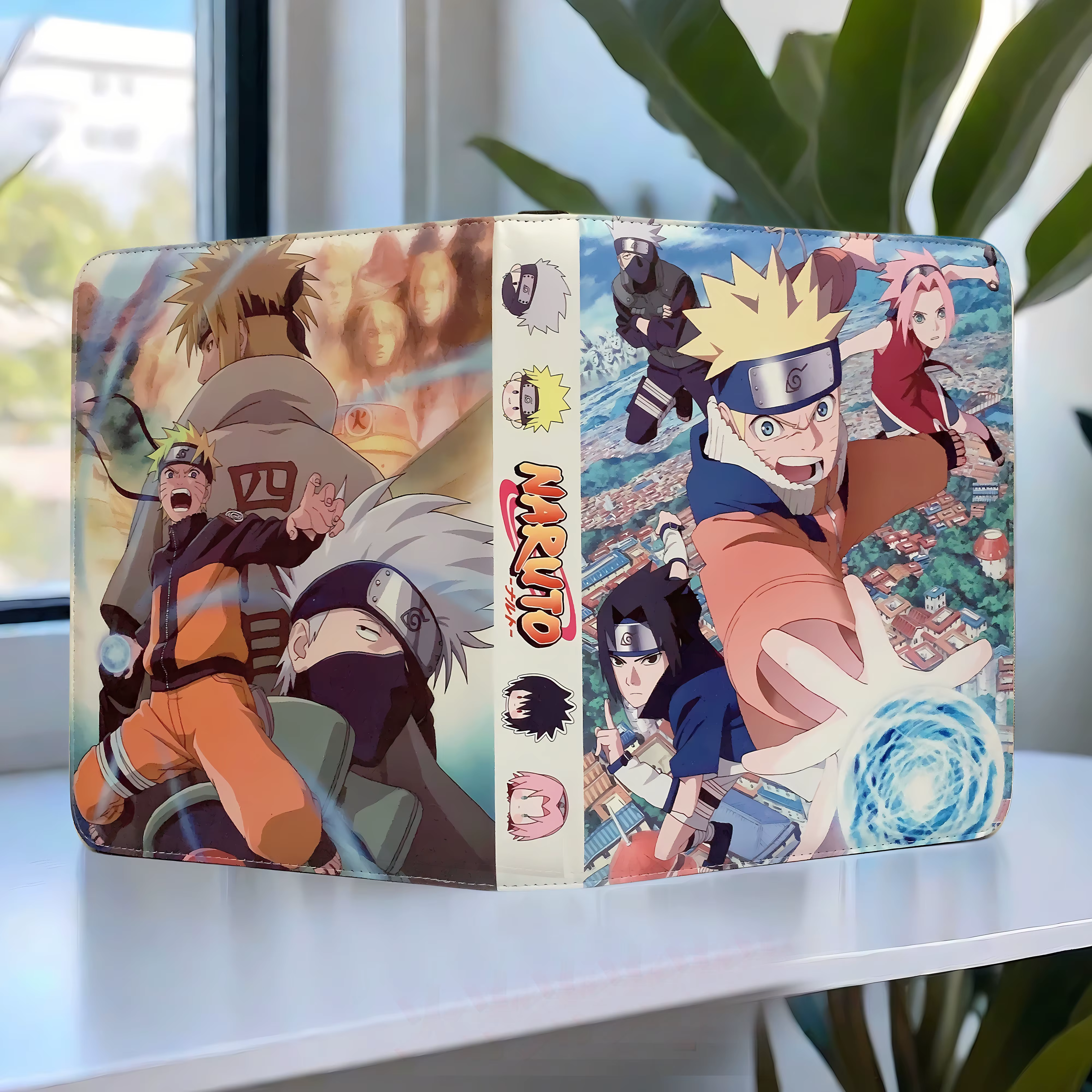 Classeur de cartes Naruto à neuf pochettes, grande capacité, en cuir, pour collection de 400 à 900 c