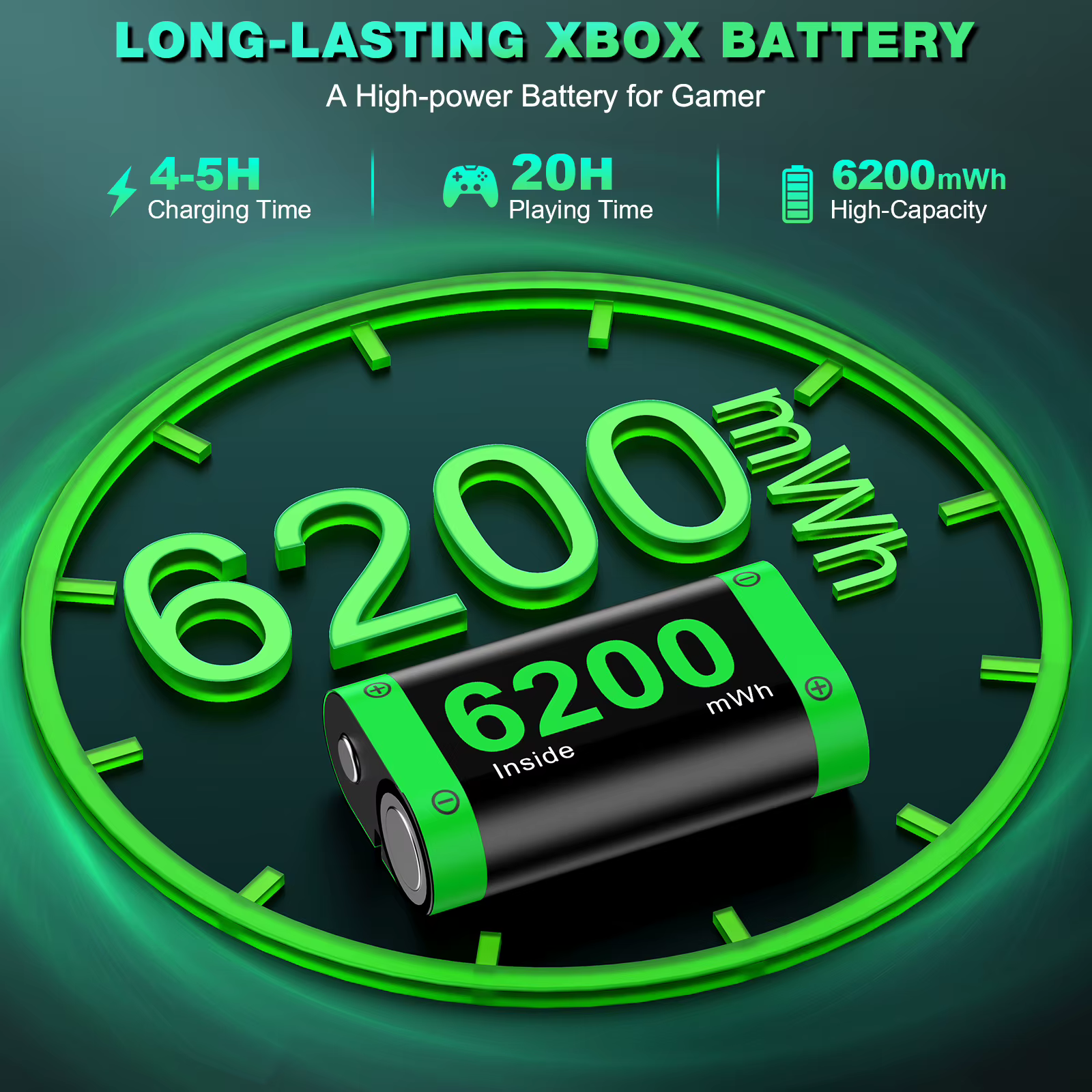 DinoFire pour Xbox série X/S et Xbox One batterie Rechargeable Xbox One avec 2 batteries/chargeurs 6