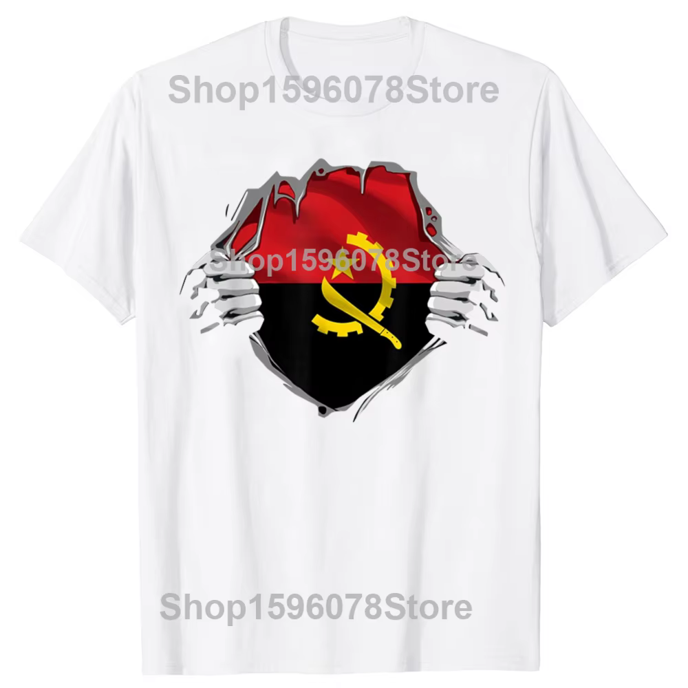 T-shirts graphiques drôles « I Love Angola » avec drapeau et carte d'Afrique, mode décontractée pour