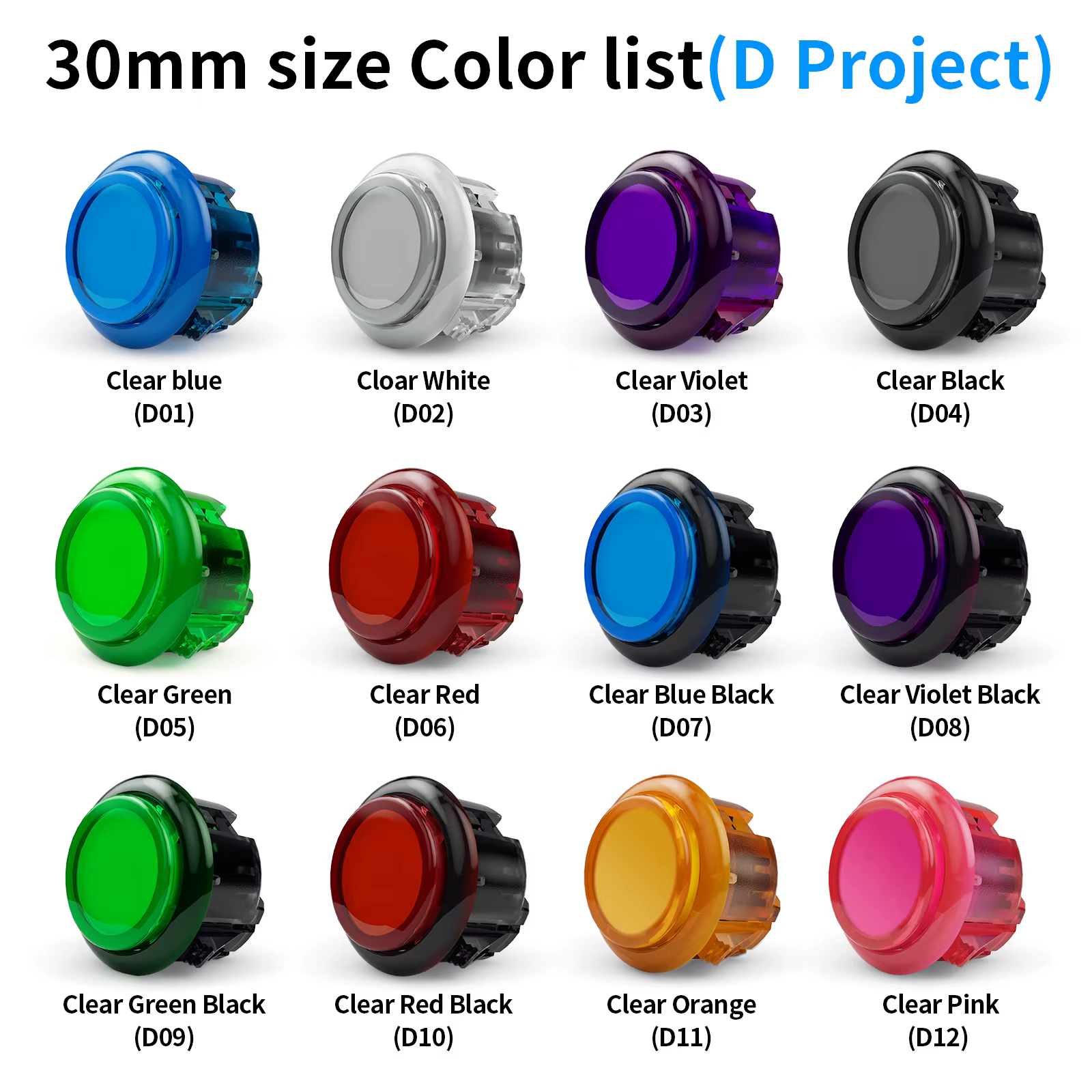 Qanba Gravity KS Arbres mécaniques Bouton-poussoir silencieux 24 mm/30 mm Bouton d'arcade encliqueta