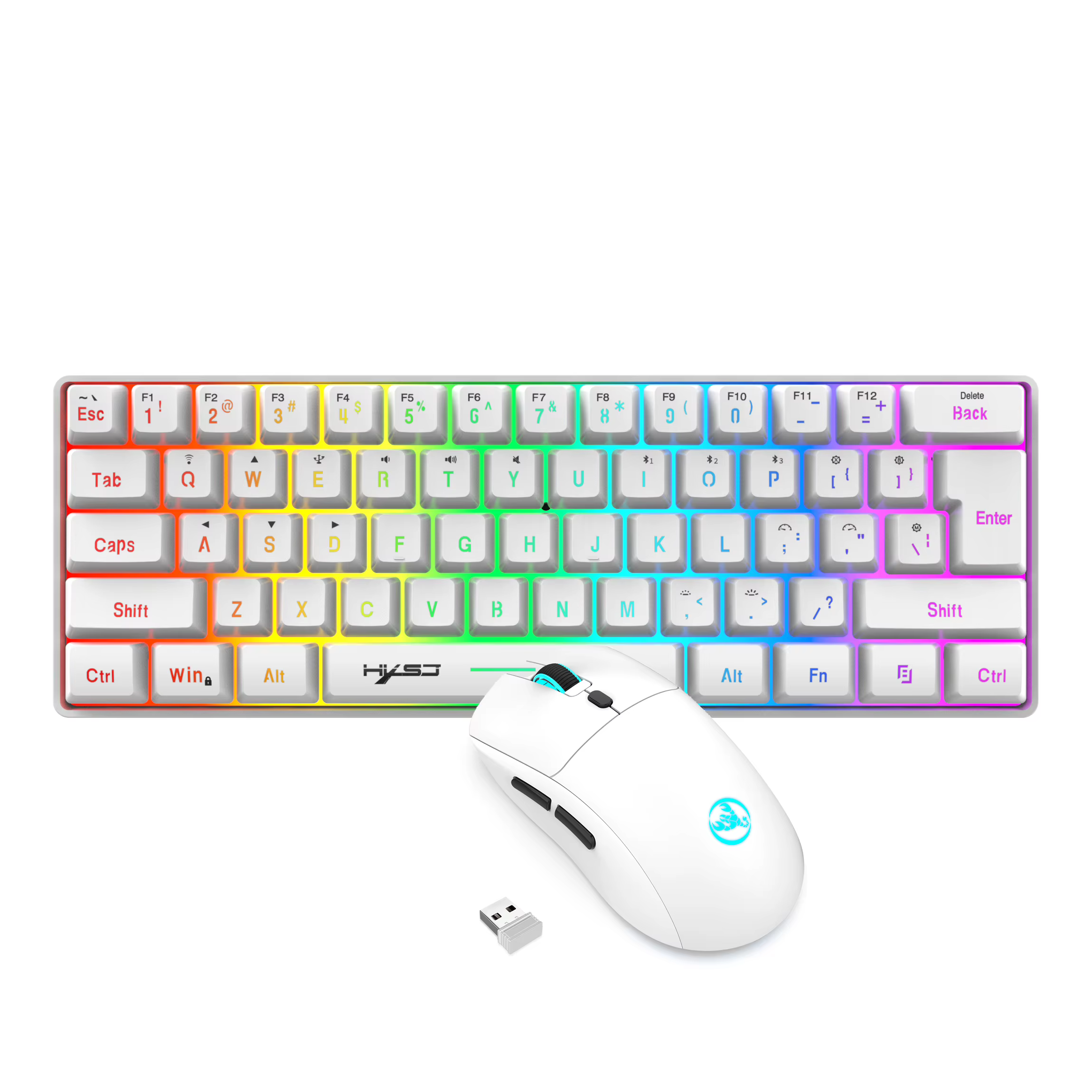 Ensemble clavier et souris de jeu sans fil 60%, clavier mécanique ergonomique silencieux rétroéclair