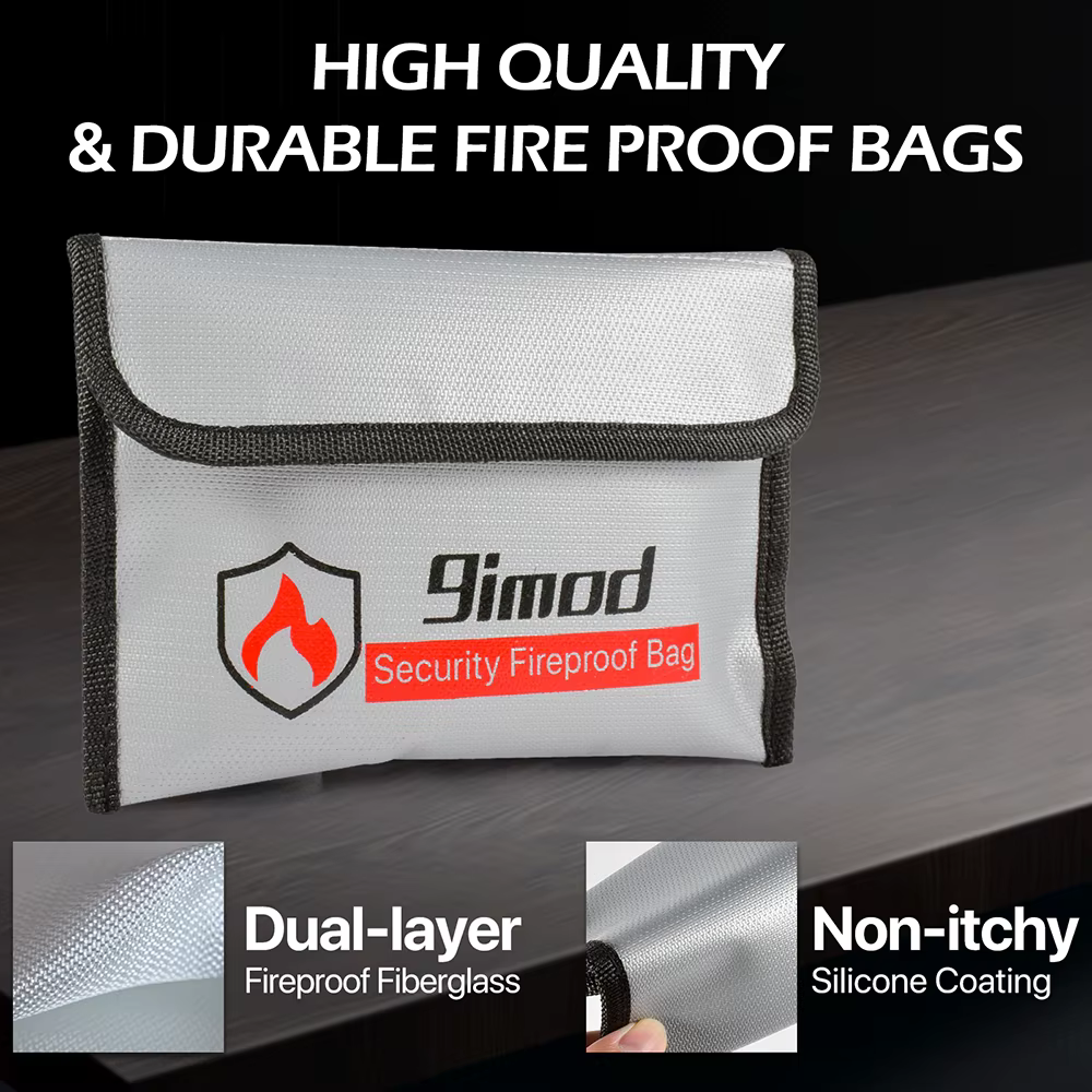9imod 5x8 pouces Portable sac ignifuge antidéflagrant étanche Lipo batterie sac de sécurité Document