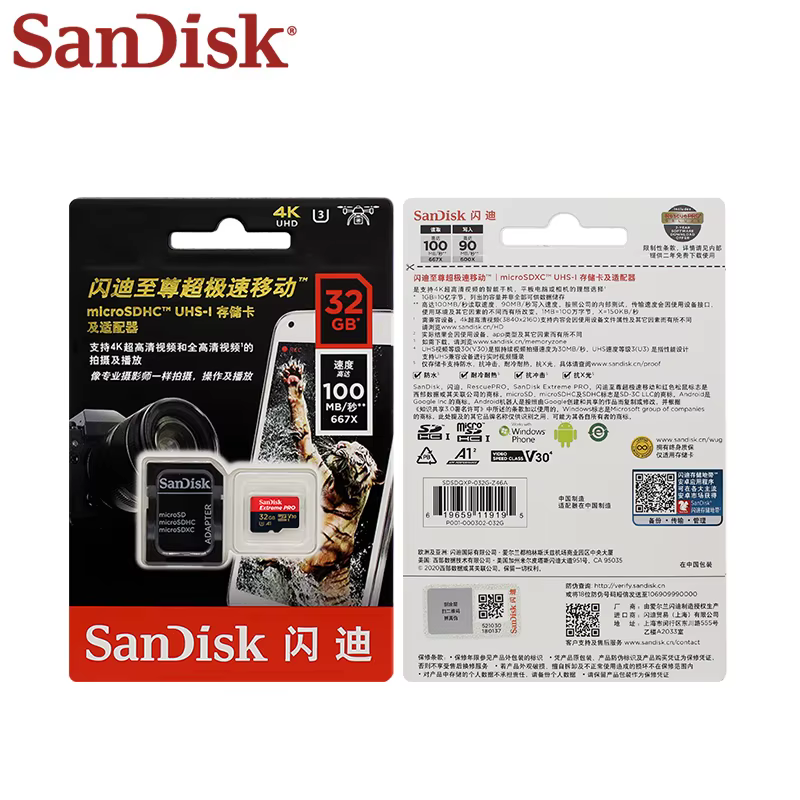 Carte mémoire SanDisk Microsd haute vitesse U3 C10 A2 V30 4K Extreme Pro carte Micro SD jusqu'à 200