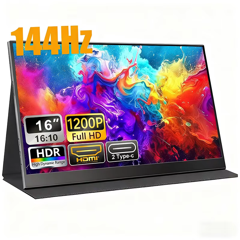 Moniteur portable 144Hz 16 pouces, écran FHD IPS 1200P HDR 16:10 avec trou VESA, HDMI, USB Type-C, d