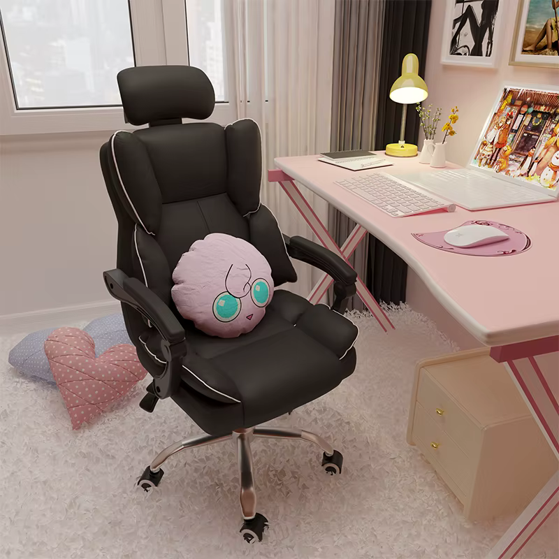 Chaise de Jeu Ergonomique Rose pour Chambre à Coucher, Fauteuil pour Joueur, Café Internet, Course, 