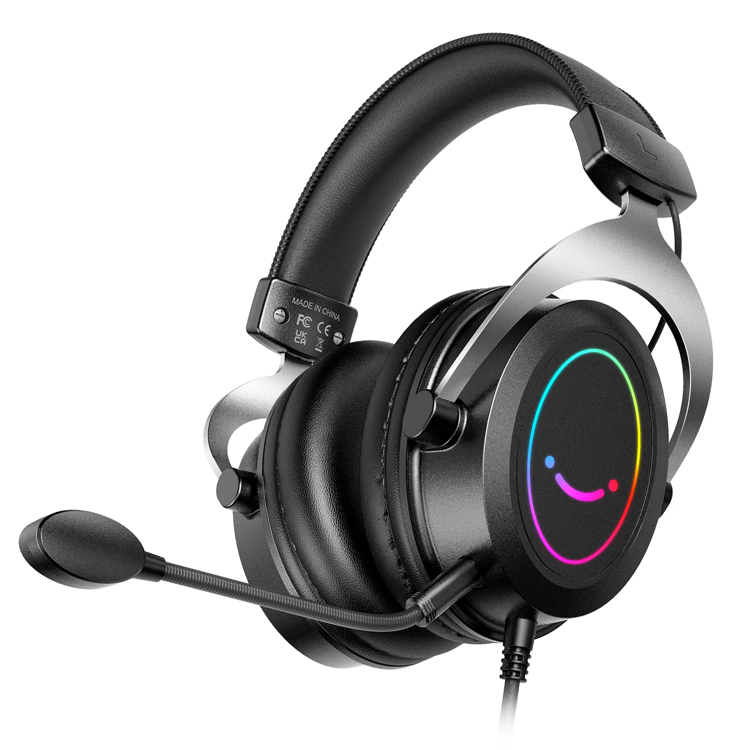 Casque de jeu FIFINE avec contrôle dynamique rvb/micro/en ligne, coussinets d'oreille en mousse à mé