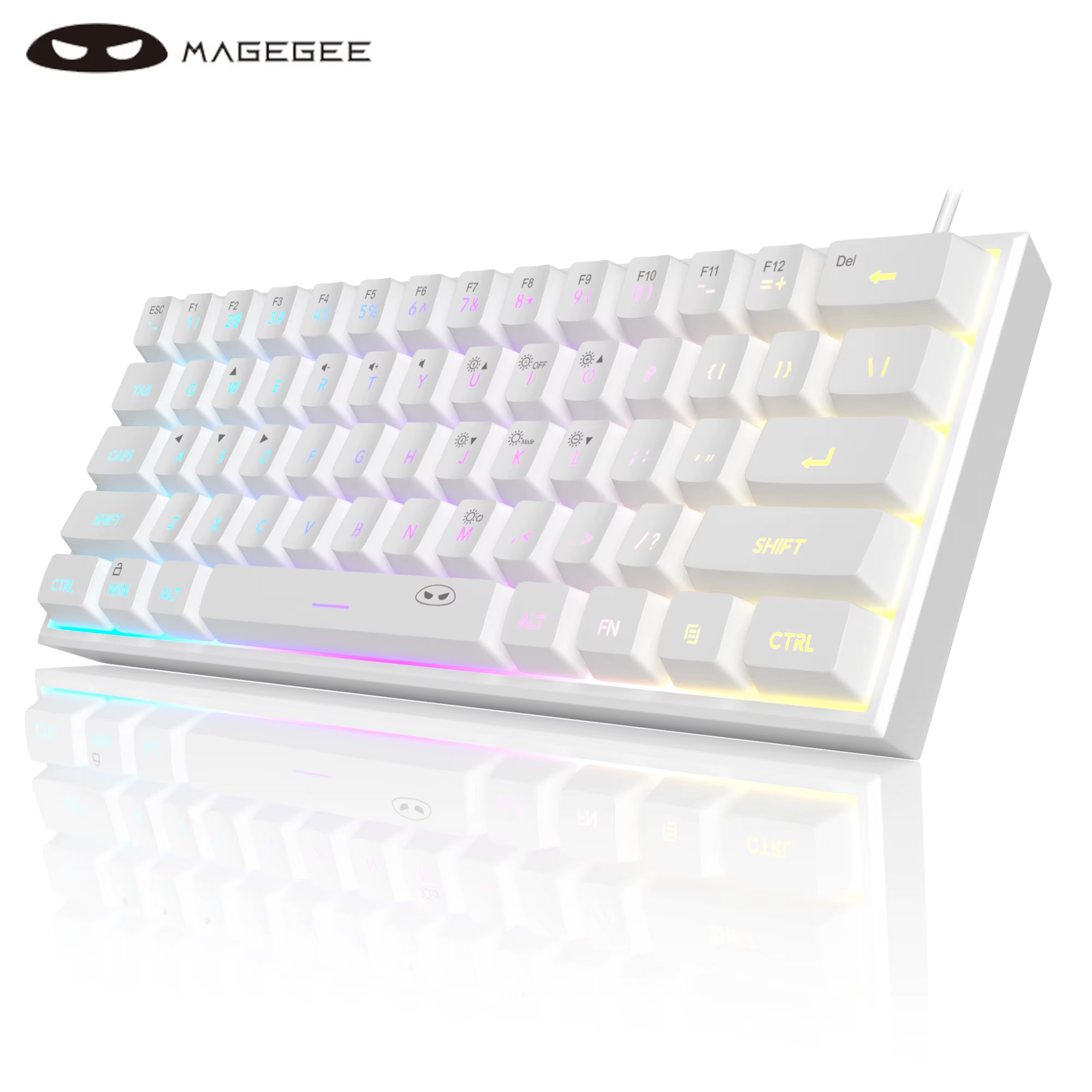 MageGee-Mini clavier de jeu 60%, rétro4.2 RVB, 61 touches, clavier ultra-compact, ergonomique, étanc