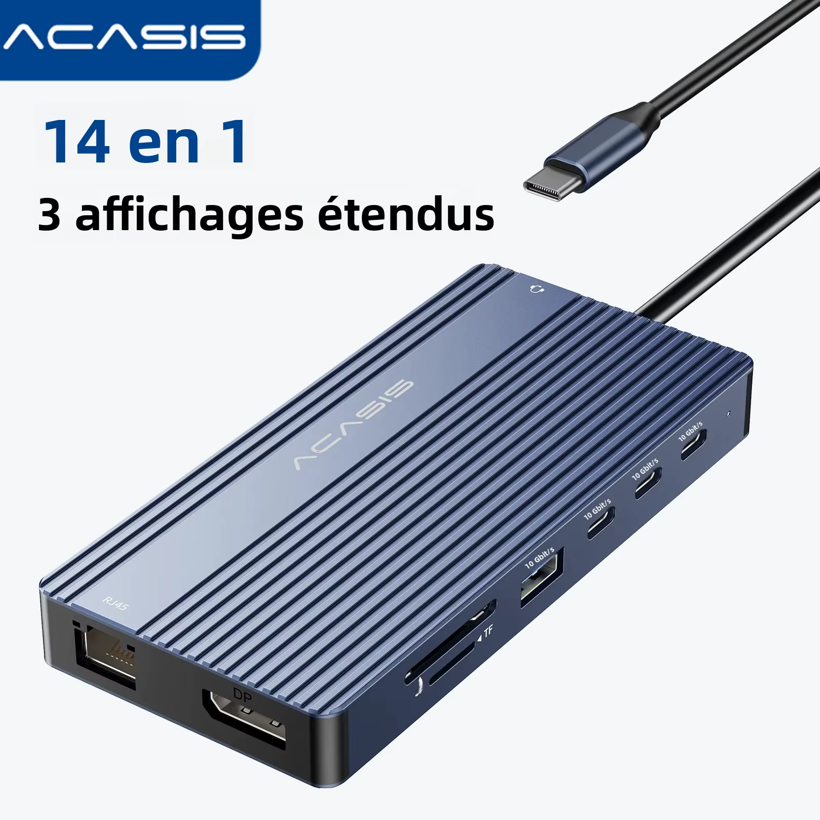 Acasis Station d'accueil USB-C 14 en 1, résolution 4K 60HZ, entrée PD 100W, sortie 85W pour ordinate