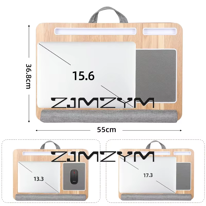 Bureau d'ordinateur portable avec coussin d'oreiller, support de téléphone, support d'ordinateur por