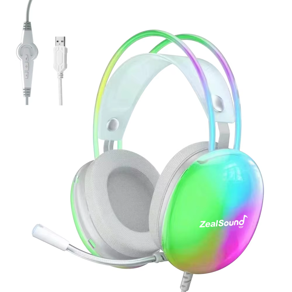Haomuren RGB USB casque de jeu pour PC portable PS4 PS5 casque filaire avec micro basse Surround sur
