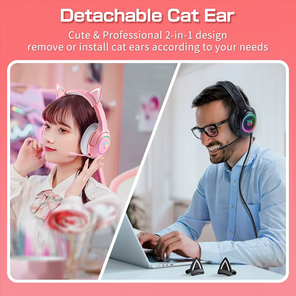 ONIKUMA K9 Filaire Casque avec RGB Lumière Flexible HD Mic 3.5mm Gaming Casque Ordinateur Écouteurs 