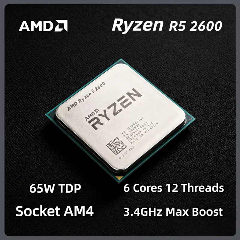 Processeur AMD Ryzen 5 R5 2600 3,4 GHz 6 cœurs 12 threads Socket AM4 pour ordinateur de bureau de je