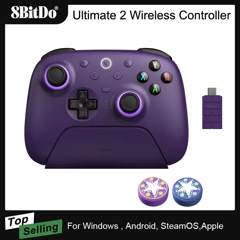 8BitDo Ultimate 2 contrôleur de jeu sans fil pour Windows 10/11 2.4G manette de jeu TMR avec station