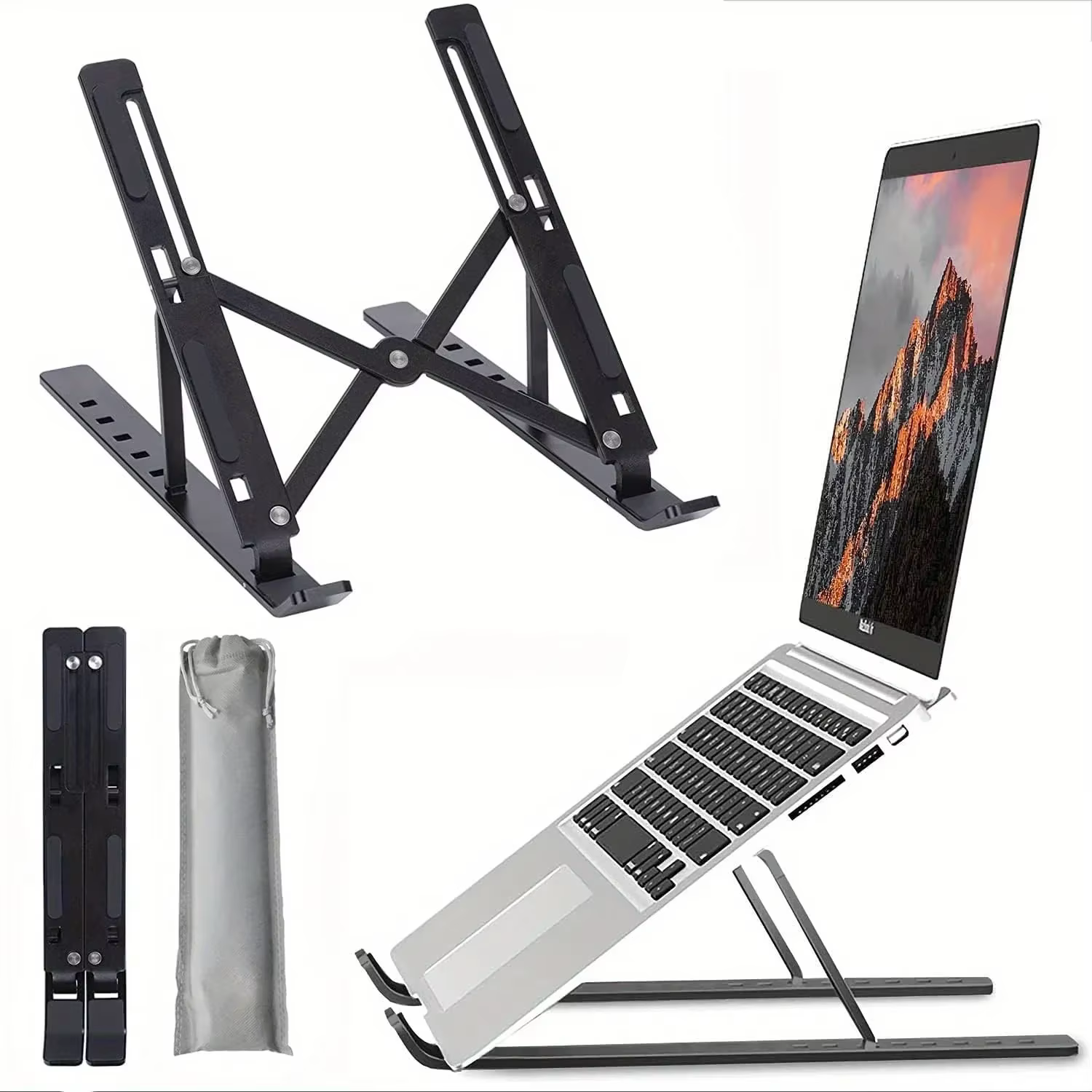 Support pour ordinateur portable en aluminium réglable, pliable, portable, hauteur réglable sur 6 ni