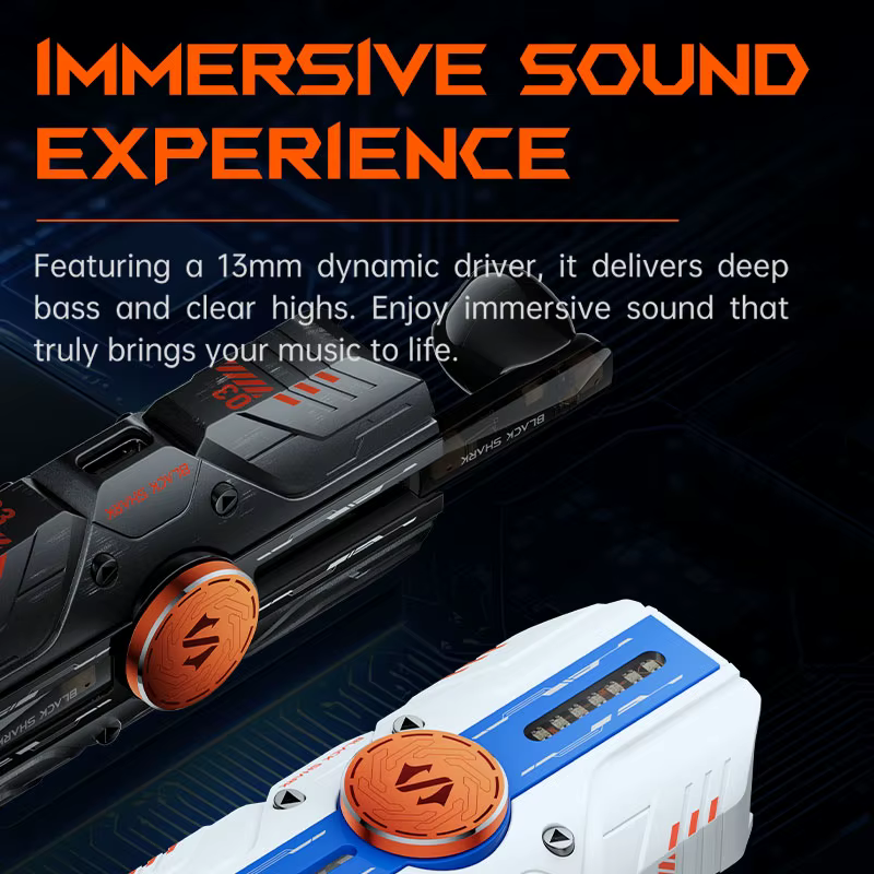 Écouteurs Bluetooth Blackshark Rokas 3, stéréo HiFi, latence ultra-faible, autonomie de 24 heures, l