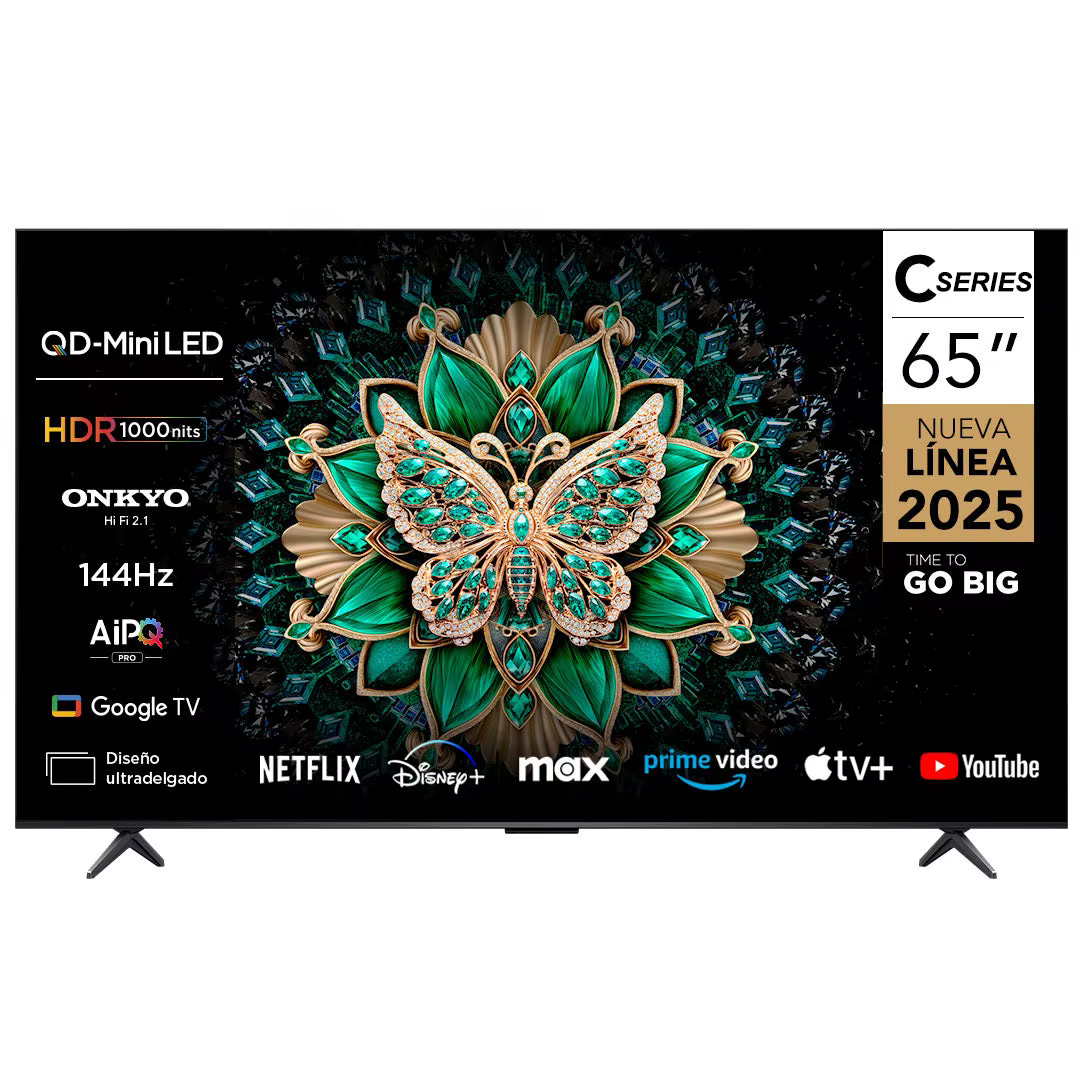 Téléviseur de jeu 65 pouces 4K QLED Google TV 144Hz, VRR 288Hz, 3+32 Go, Smart TV Mini LED avec camé