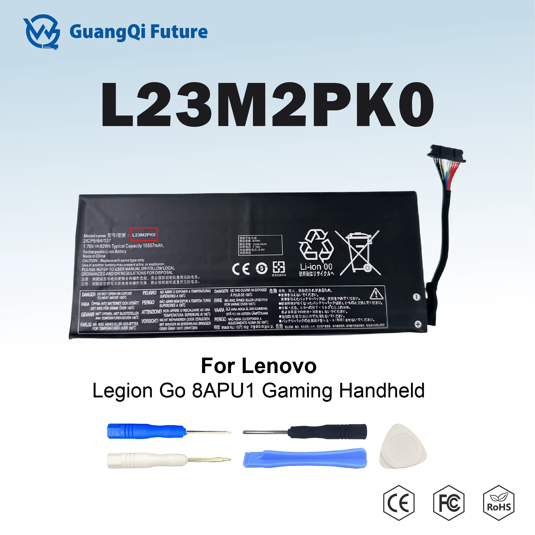 Batterie L23M2PK0 L23B2PK0 pour PC portable de jeu Lenovo Legion Go 8APU1, 82wh, 7.7V, avec outils,