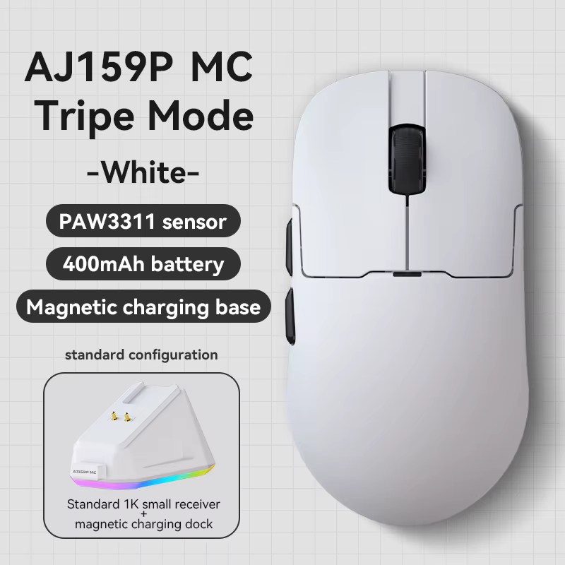 Souris de jeu sans fil AJAZZ AJ159 APEX/AJ159PRO avec base de charge magnétique RGB, légère, souris