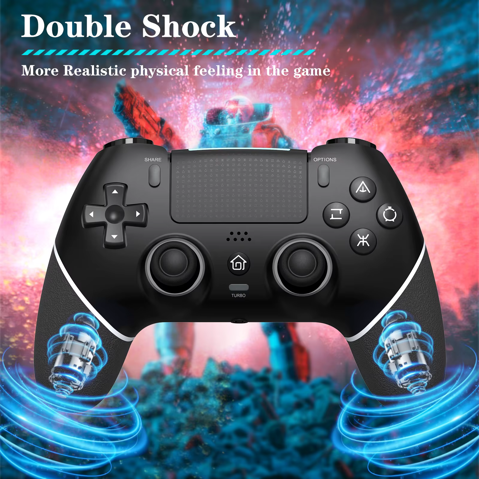 Pour PS4 manette de jeu sans fil contrôleur effet Hall Joystick fonction Turbo pour PS4 mince Pro Bl
