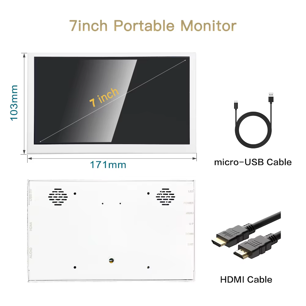 Moniteur portable LESOWN 7 pouces avec écran tactile capacitif HDMI, résolution 1024x600 IPS, mini é