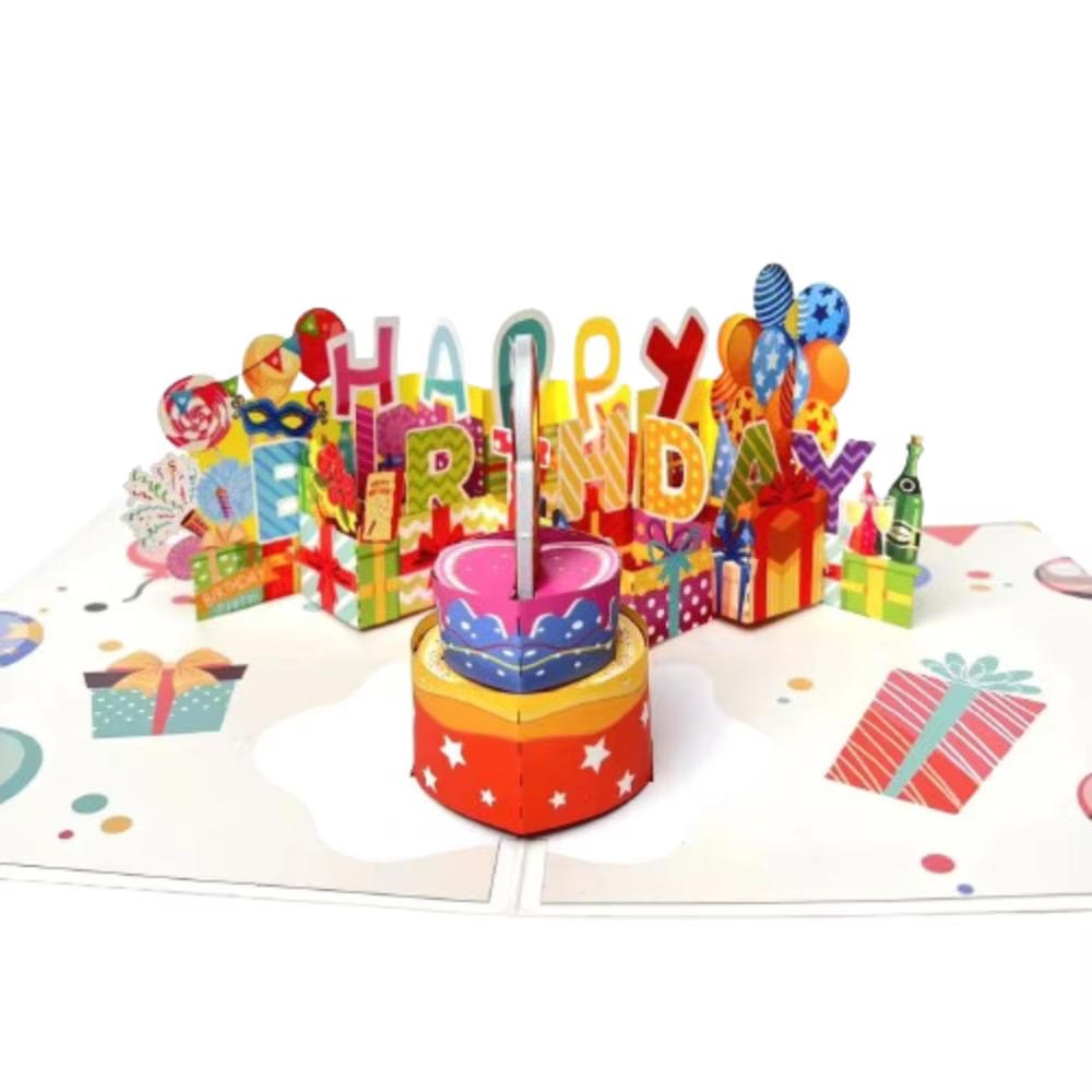 Carte de vœux musicale et lumineuse Joyeux Anniversaire à effet de découpe de papier creux, carte po