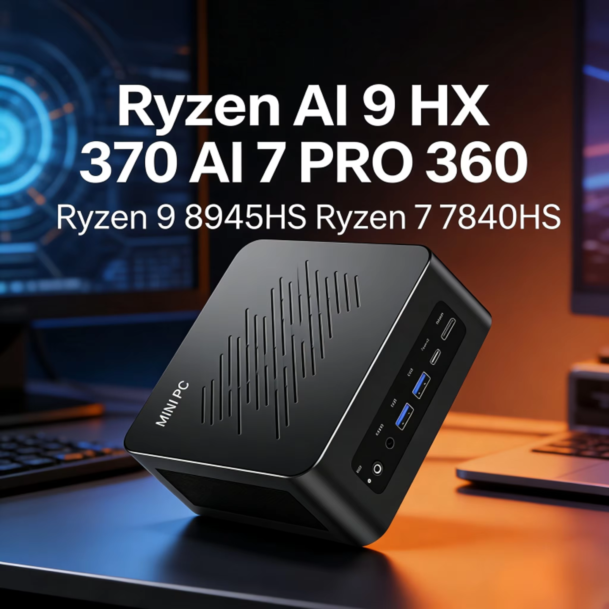 Mini PC de jeu OCuLink AMD Ryzen AI 9 HX 370 R7 PRO 360 R7 8845HS 2x2.5G LAN 2xNVMe Windows 11 NUC M