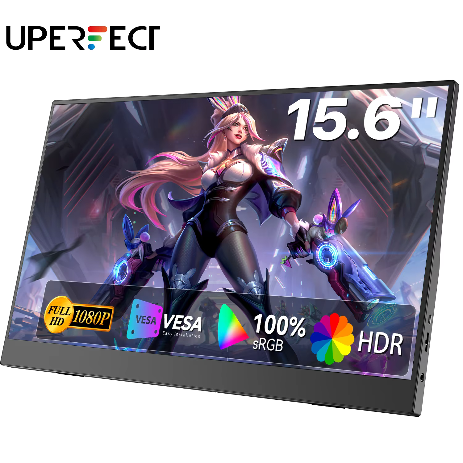 UPERFECT 15.6'' 1920*1080 60Hz moniteur portable 16:9 écran IPS avec Type-C Mini HDMI deuxième affic