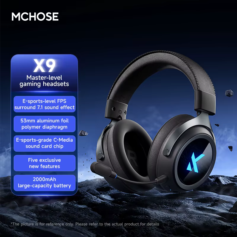MCHOSE X9 casque de jeu sans fil 53mm 7.1 son Surround C-Media carte son professionnelle Tri Mode 2.