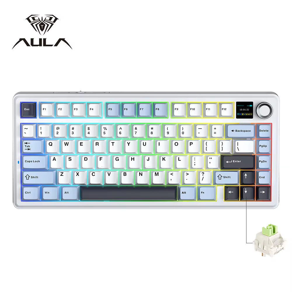AULA F75 MAX clavier mécanique de jeu 75% filaire/Bluetooth/2.4G clavier e-sports rvb échangeable à 