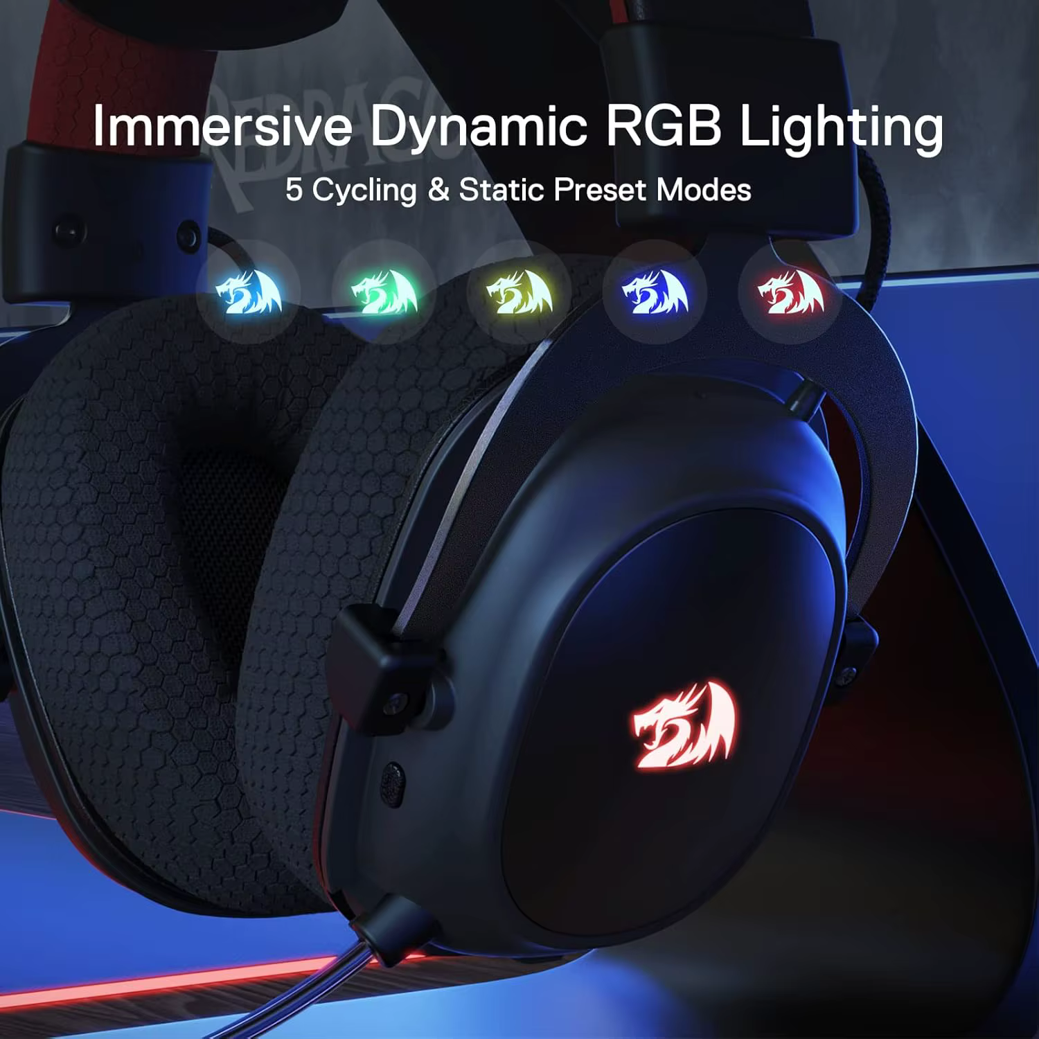 Redragon H510 PRO Zeus-X RGB casque de jeu sans fil 7.1 son Surround 53MM pilotes Audio multi-platef