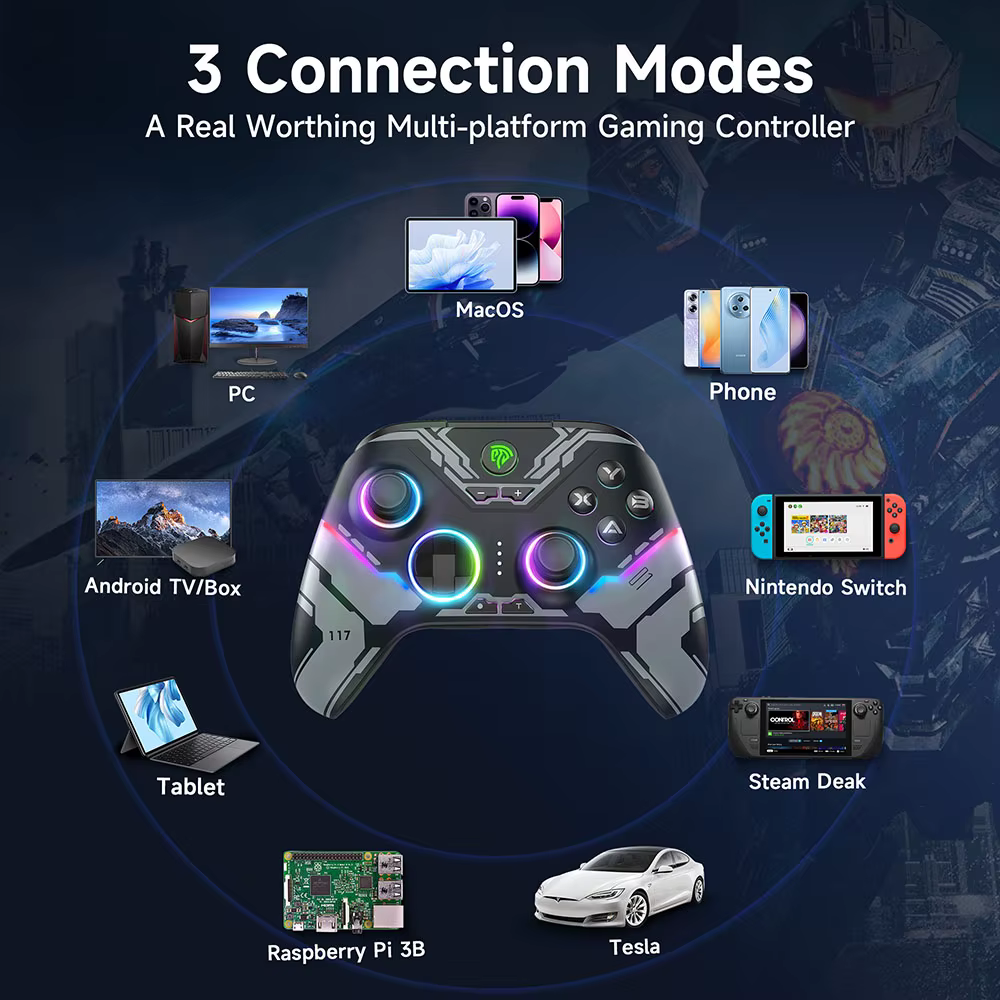 Manette de jeu sans fil EasySMX X15, contrôleur Bluetooth pour PC Windows, Nintendo Switch, Android/