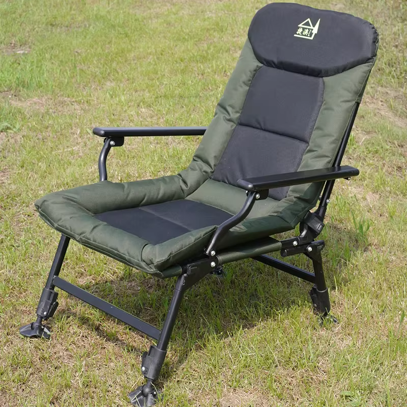 Chaise Légère Pliante avec Dossier et Support de Pieds, Fauteuil de Randonnée, Pêche, Loisirs, Plage