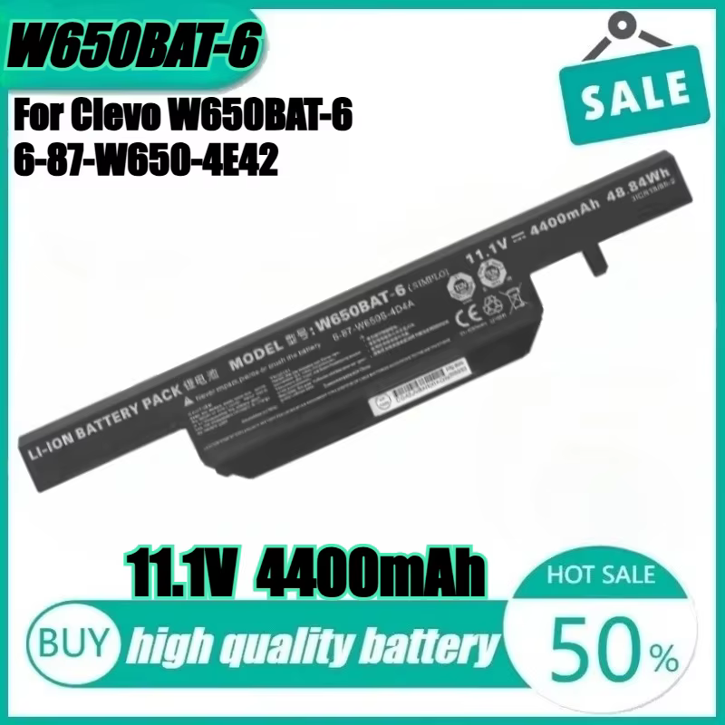Nouvelle batterie d'ordinateur portable pour Clevo W650BAT-6 6-87-W650-4E42 K590C-I3 K610C-I5 K570N-