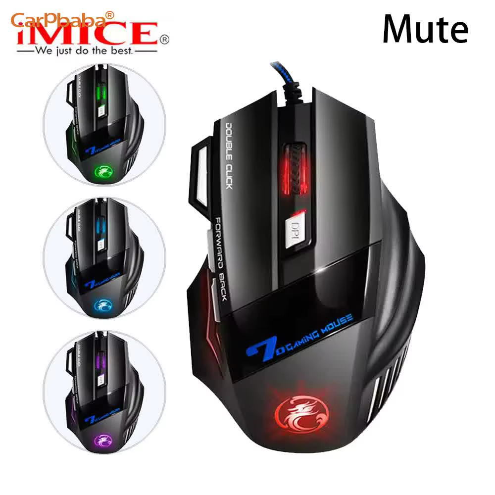 Souris de jeu filaire USB, souris de jeu ergonomique, 4 touches, 2400DPI, rétroéclairage RGB, capteu