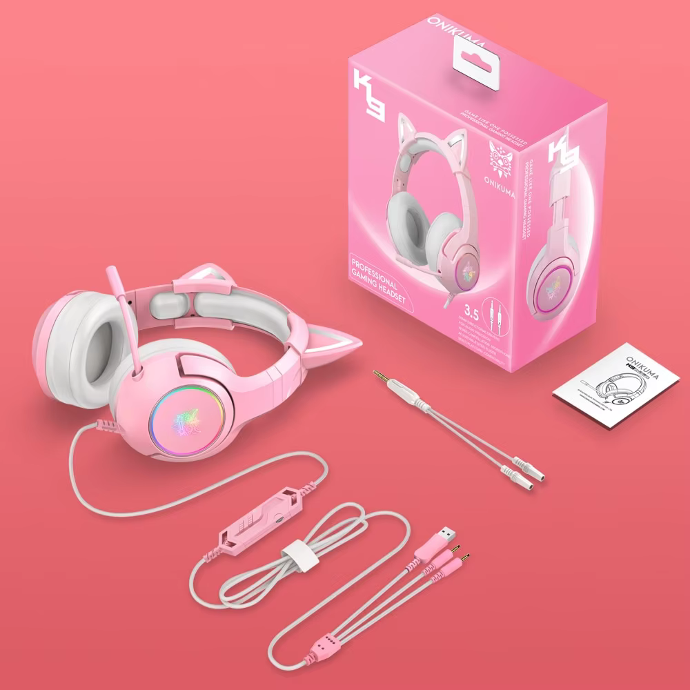 ONIKUMA K9 Filaire Casque avec RGB Lumière Flexible HD Mic 3.5mm Gaming Casque Ordinateur Écouteurs 