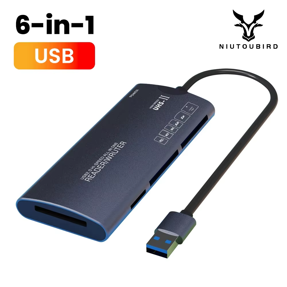 6EN 1 Lecteur de Carte Multifonctionnel Adaptateur de Transfert de Données USB Haute Vitesse Type C 