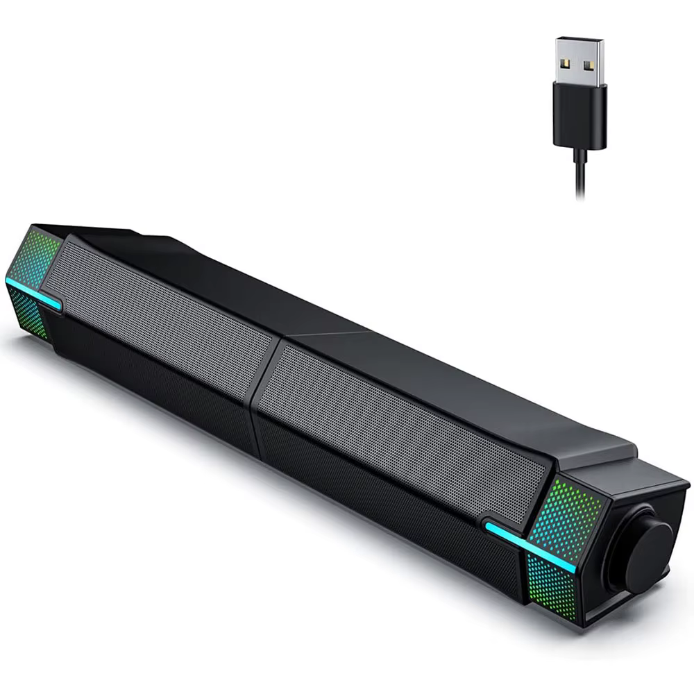 HautréusBluetooth pour moniteur d'ordinateur de bureau, barre de son PC de jeu, filaire USB 62, son 