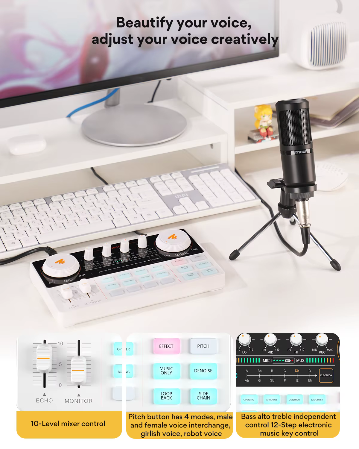 Ensemble carte son et microphone Maono AM200-S1, interface audio MaonoCaster avec micro à condensate