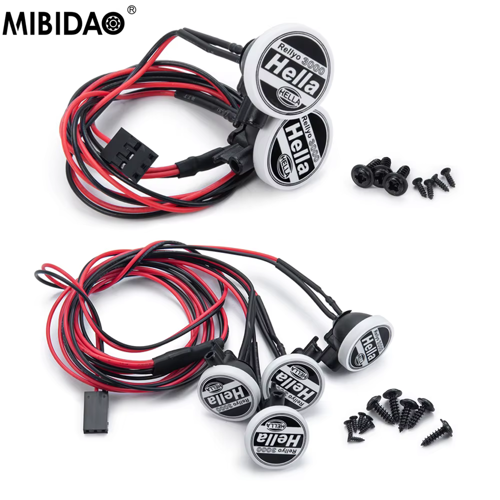 MIBIDAO 2/4LED RC voiture toit lumière ronde lampe projecteur pour 1/10 Axial SCX10 II 90046 TRX4 Ta